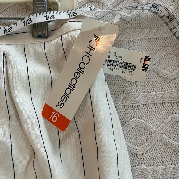 NWT Vintage JH Collectibles White Lined Rayon Skirt with Small Pin Stripe SZ 16 - Picture 11 of 12